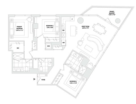 Floor plan for 3 beds, 3 baths, 1547 sqft